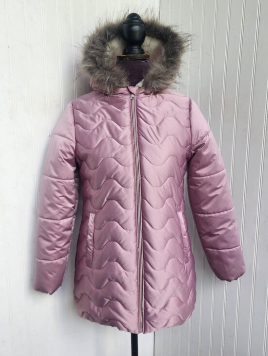 Rothschild Other - Rothschild Youth Girls Satin Quilted Faux Fur Puffer Jacket Full Zip Sz XL (16)